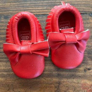 Baby girl red moccasins size 1
